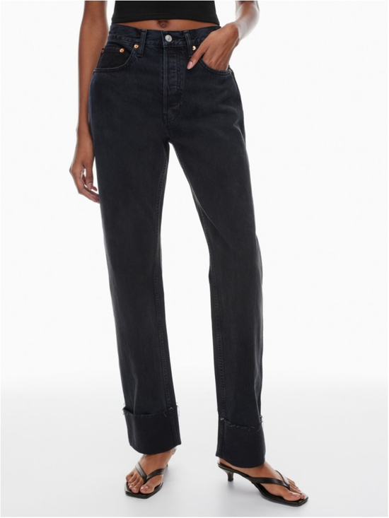Re/Done Denim - Re/Done High-Rise Loose Long Cuff Jean Size 25 Blacken Blue Aritzia